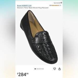Robert Zur Navy Blue Leather Loafers with Intricate Weave